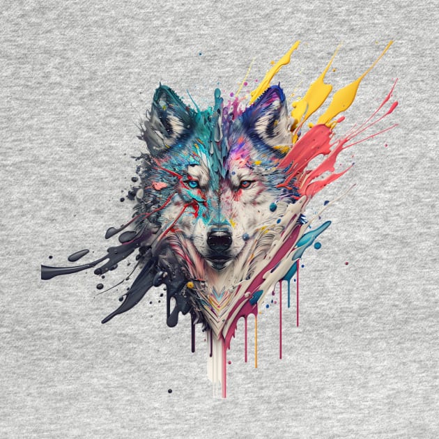 Wolf Splash Art: Colorful Fantasy Painting #2 by AntielARt